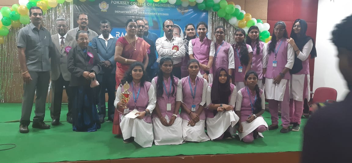 Students from Department of Commerce have participated in the Management Fest conducted by Ponjesly college of engineering and won the overall trophy